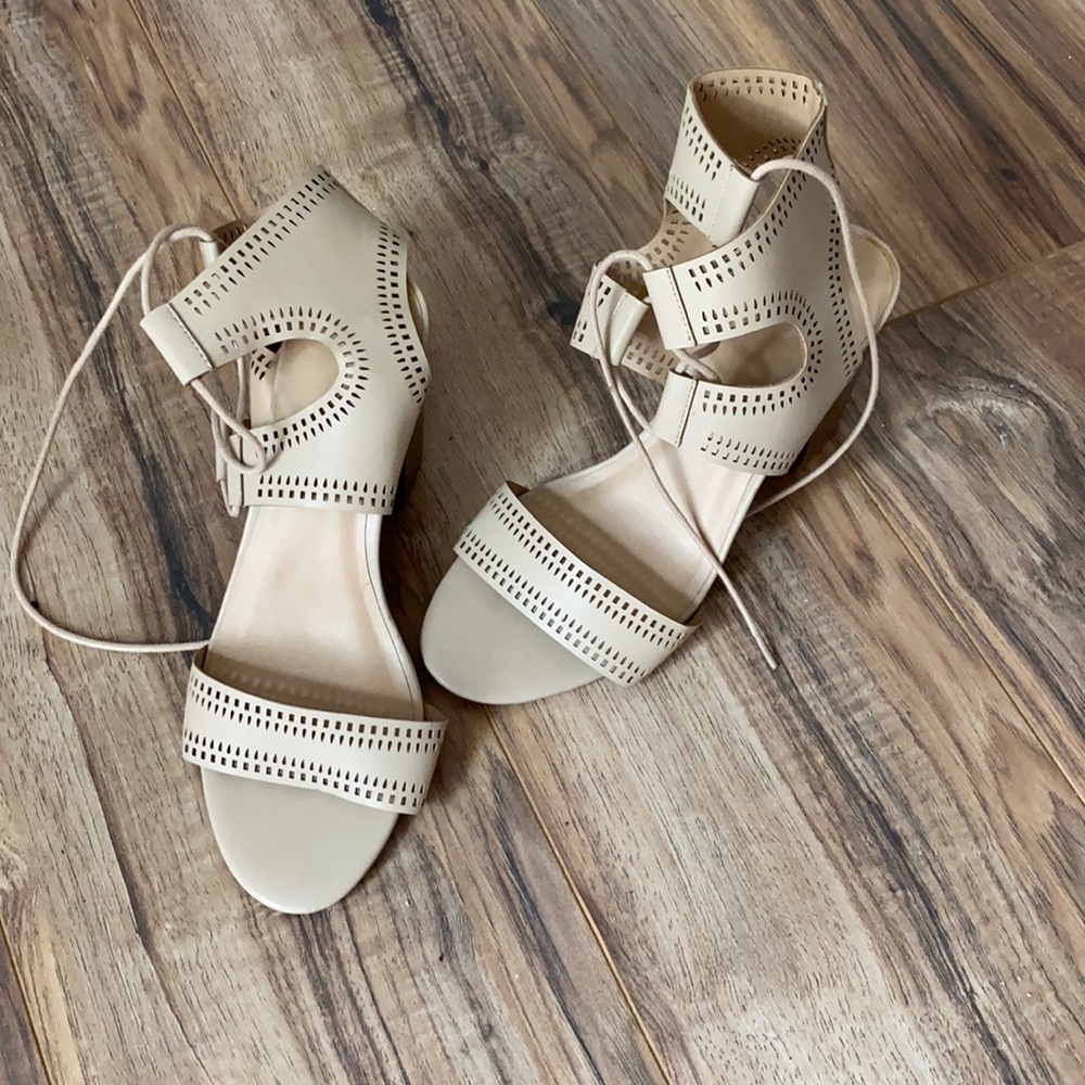 Apt 9  cream tie up sandals.